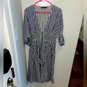 Zara striped deep v dress size large